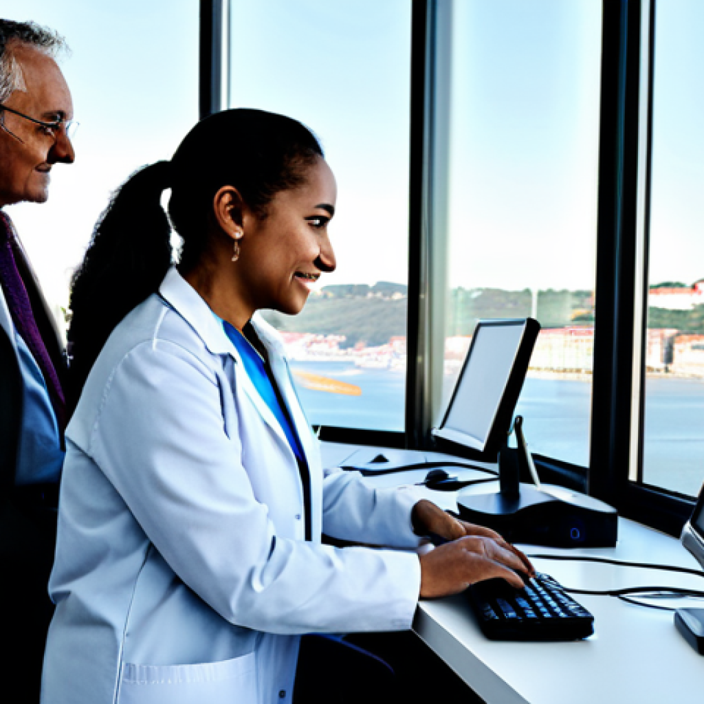 Collaborative Science in Lisbon**
"A team of scientists, diverse in age and ethnicity, working together in a bright, modern laboratory overlooking the Tagus River in Lisbon. They are analyzing data on glowing computer screens and discussing findings with enthusiasm, fully clothed in lab coats and appropriate work attire. Focus on teamwork and innovation. Safe for work, appropriate content, professional, perfect anatomy, well-formed hands, natural pose, high resolution, realistic."
**