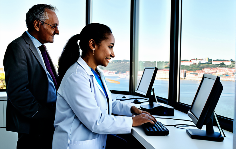 Collaborative Science in Lisbon**
"A team of scientists, diverse in age and ethnicity, working together in a bright, modern laboratory overlooking the Tagus River in Lisbon. They are analyzing data on glowing computer screens and discussing findings with enthusiasm, fully clothed in lab coats and appropriate work attire. Focus on teamwork and innovation. Safe for work, appropriate content, professional, perfect anatomy, well-formed hands, natural pose, high resolution, realistic."
**