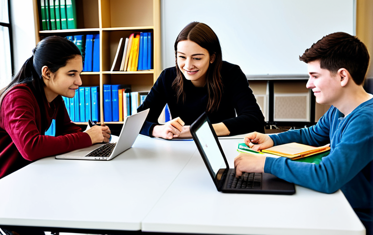 Collaborative Learning Environment**
"A diverse group of students fully clothed in casual, appropriate attire collaborating on a project in a modern classroom. The scene showcases teamwork, with students sharing ideas and working together around a table filled with books and laptops. Bright, natural lighting. Safe for work, appropriate content, fully clothed, professional, family-friendly, perfect anatomy, correct proportions, natural pose, well-formed hands, proper finger count, natural body proportions."
**