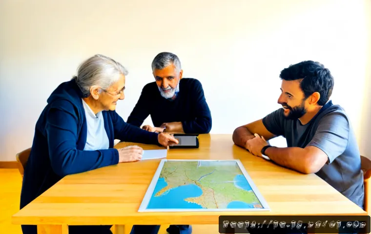 Home 13 집단지성의 과거 현재 미래 - Photorealistic triptych-style scene showing the evolution of collective intelligence: an elderly Por...